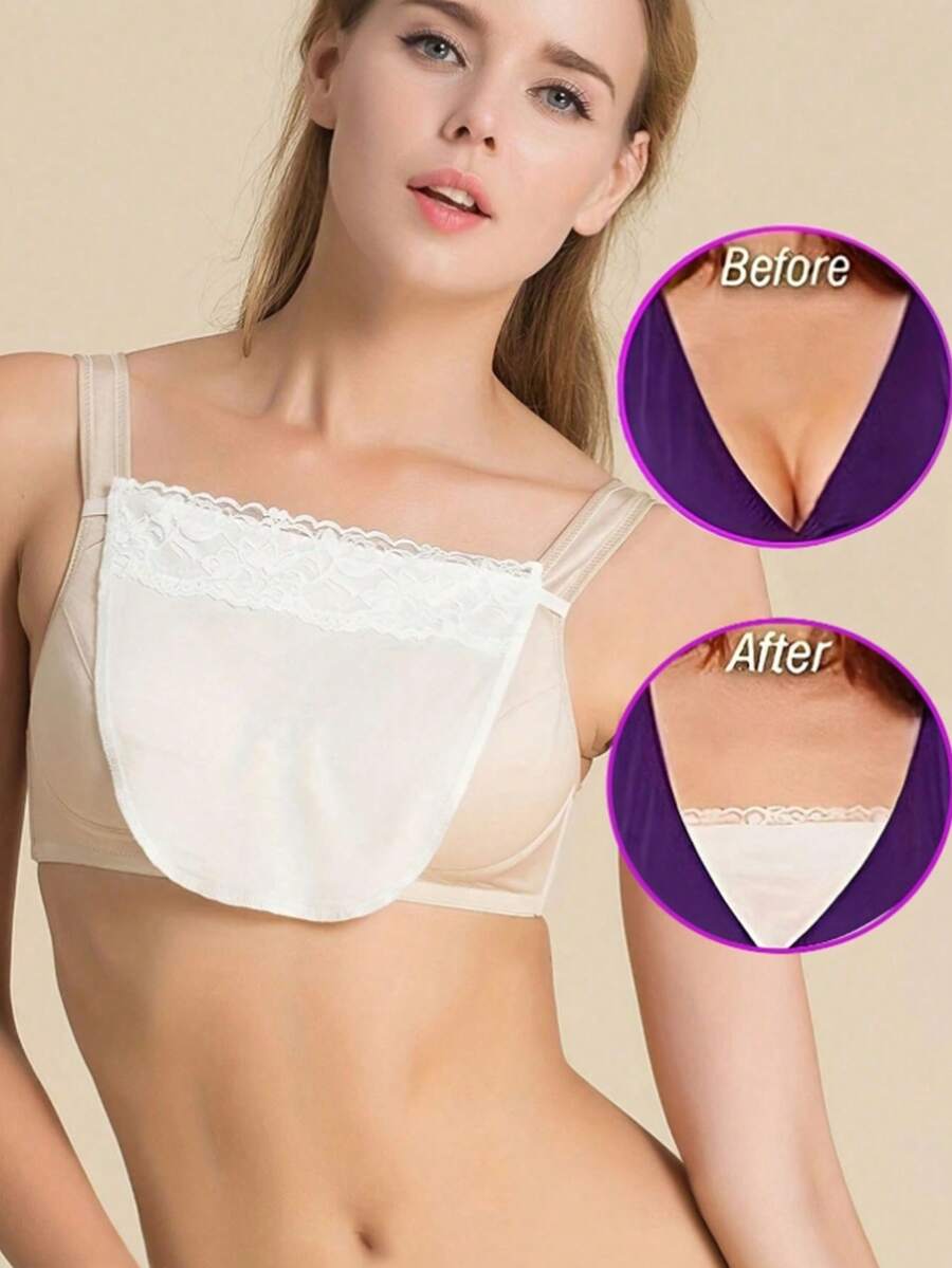 1 Phụ kiện áo ngực ren khối màu dành cho nữ Phụ kiện Bralette có hoa văn sọc, Miếng đệm áo lót nâng ngực có thể tháo rời và giặt được làm bằng polyester dệt - màu đen - Xem 1
