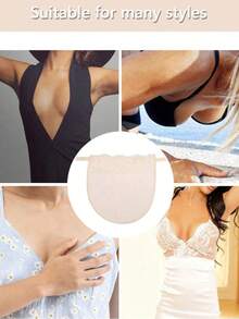1 Phụ kiện áo ngực ren khối màu dành cho nữ Phụ kiện Bralette có hoa văn sọc, Miếng đệm áo lót nâng ngực có thể tháo rời và giặt được làm bằng polyester dệt - màu đen - Xem 4
