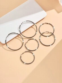 Fashion Rhinestone Black Large Circle Earrings - Hoop Earrings - View 7