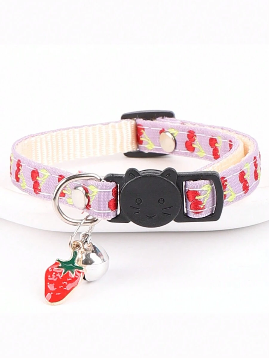 1 Vòng Cổ Jacquard Cho Thú Cưng Mèo, Vòng Cổ Thú Cưng Có Thể Điều Chỉnh Ngăn Nghẹt Thở 19.5-32Cm/7.67-12.6 Inch, Vòng Cổ Thú Cưng Ruy Băng Thêu Được Trang Trí Bằng Dây Chuyền Có Chuông Đồ Dùng Cho Thú Cưng Chó Mèo Thích Hợp - Nhiều màu - Xem 1
