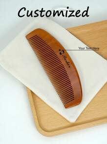 1 件个性化定制木质发梳，防静电木质发刷，带束口袋，激光雕刻定制姓名，适用于梳理和造型卷发、细软发、粗硬发、波浪发或直发 - 细齿天然木梳，女士护发，干湿两用，便携式扁平梳，旅行必备，朋友礼物，毕业礼物，男士礼物，父亲节礼物，多功能，装饰性，字母，纯色，精致，时尚，复古，现代，多彩，休闲，基础款，独特，定制，个性化，定制，送给她的理想礼物，女朋友，她，祖父母，家人，男朋友，朋友，圣诞节美容配件
