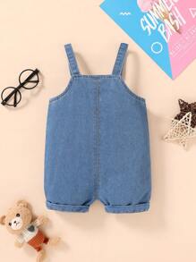 Weiche und bequeme Denim-Overall-Shorts für Kleinkind-Jungen mit Cartoons, Tier- und Buchstaben-Muster. Geeignet für lässige Sommer-, Urlaubs- und Partykleidung.