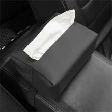 Car Universal Tissue Box Cover, Sun Visor Tissue Holder, Armrest Box Headrest Tissue Bag - Black - View 6