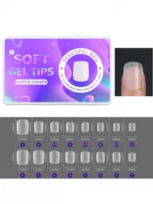 420Pcs/Box Matte Soft False Nails Full Transparent Almond Soak Off Gel Fake Nail Short T Shape Round Oval Capsule Tips Diy Press On Nails Nail Supplies Nails