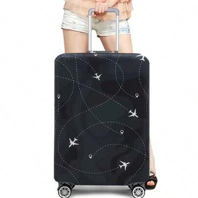 1 件行李箱罩弹力面料行李箱保护罩飞机图案行李箱防尘罩适用于 18-32 英寸行李箱旅行配件、包、收纳袋、储物