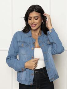 Women Denim Jackets & Coats - Rửa nhẹ - Xem 1