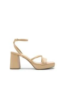 Women High Platform Heeled Sandals Fashionable Multi Strap Chunky Heel Square Toe Sandals Ankle Strap Party Sandals Y2K Dress Shoes