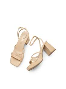 Women High Platform Heeled Sandals Fashionable Multi Strap Chunky Heel Square Toe Sandals Ankle Strap Party Sandals Y2K Dress Shoes