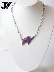 1入珠寶項鍊,波希米亞風格閃電形狀的綠松石吊墜,嘻哈風格,男女皆宜 - 閃電 - 查看 13