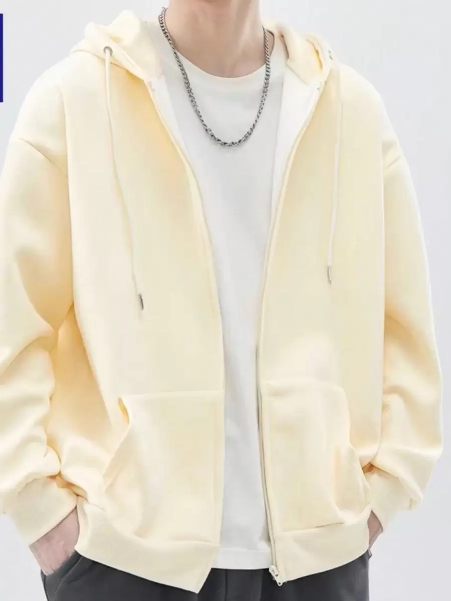 Men Plus Size Hoodies - 米色 - 查看 1