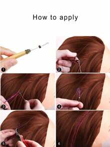 Hair Tinsel Strands Long Staight Hair Extensions Party Highlight Hair Pieces Sparkling Shiny Hair Extensions 1pc/Pack - Hot Pink - View 6