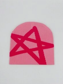 Pentagram Jacquard Knit Hat, Unisex Winter Warm Knitted Hat, SunnyFine Fiber Material, Knitted Hat For Casual And Cold Weather
