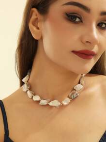 BOCAR 1 件夏日海滩度假天然不对称贝壳串珠项链