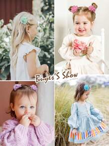 20/40pcs 2 Inch Chiffon Flower Hair Clips Bowknot Clips Non Slip Clips Hair Accessories For Girls
