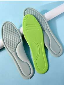 1pair Shock-Absorbing, Breathable, Sweat-Wicking, Durable Insole For Sports Shoes, Anti-Foot Pain Shoe Pad(Random Color) - Green Gray - View 7