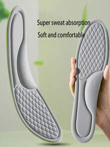 1pair Shock-Absorbing, Breathable, Sweat-Wicking, Durable Insole For Sports Shoes, Anti-Foot Pain Shoe Pad(Random Color) - Green Gray - View 2