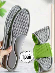 1pair Shock-Absorbing, Breathable, Sweat-Wicking, Durable Insole For Sports Shoes, Anti-Foot Pain Shoe Pad(Random Color) - Green Gray - View 5