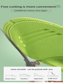 1pair Shock-Absorbing, Breathable, Sweat-Wicking, Durable Insole For Sports Shoes, Anti-Foot Pain Shoe Pad(Random Color) - Green Gray - View 9