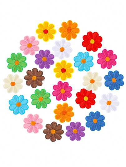 12pcs-Colorful Flower Patch Clothing Iron-On Patch Applique Delicate Embroidery For DIY Decoration T-Shirt Backpack Hoodie Shoes Bag 1.65 Inch (12 Pcs)