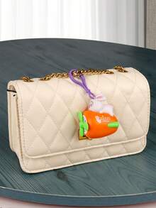 1入新款兔子造型旋轉鑰匙扣，帶胡蘿蔔和兔子飛機造型壓力放鬆拉繩玩具掛飾，精美裝飾袋子和背包 - 彩色 - 查看 6