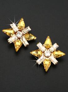 2PCS Crystal Button Covers For Men's Shirts Unique Design Cufflinks,Clothing Accessories Jewelry Sleeve Buttons Luxurious Rhinestones Star 4-Pointed Shirt Collar Accessories Suitable For Formal Wear And Weddings - Star - View 16