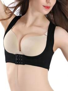 1pc Posture Correcting Shapewear With Front Cross Adjustable Body Shaper, Back Straightening Upper Garment, Women's Underwear, Chest Shaping Workout Clothes, Sitting Posture Corrector, Back Support Assistance Tops Gym Gym Accessories