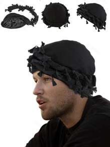 Sombrero divertido para hombres con barba trenzada, doble turbante, borla en el borde y cola de trenza para el cuidado del pelo - Multicolor - Ver 7