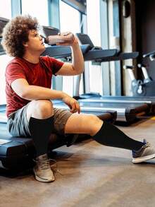 4 Pairs Plus Size Compression Knee High Socks, Wide Calf Extra Large For Men And Women Comfortable Athletic Socks Cycling Hiking Travel Sports - Black - View 3