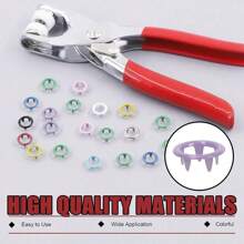 50 件彩色金属 5 爪按扣套件，0.37 英寸空心金属爪夹带钳子，1 个固定工具和储物盒，颜色随机，适用于 DIY 服装纺织缝纫工艺品（颜色随机）