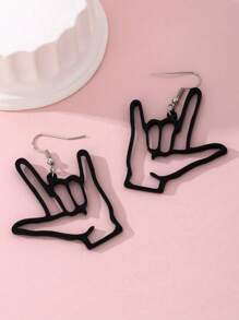 1pair Acrylic Rock And Roll Love Sign Fun Personalized Earrings Valentines