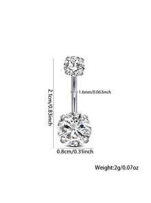 1 Chiếc Nhẫn Rốn Zirconia Thời Trang Và Tối Thiểu Bằng Thép Không Gỉ Cho Phụ Nữ Đeo Như Nút Bụng Cho Các Bữa Tiệc & Kỳ Nghỉ - 1 mảnh - Xem 6