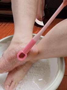 Silicone Foot Scrubber Brush With Long Handle, Slouchy Foot Cleaner For Toe Crevices, Foot Dead Skin Remover, Foot Massager - Pink Grain Scratching Brush - View 8
