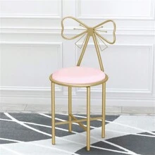 Silla de tocador rosa: el mejor regalo para niñas, taburete de tocador, silla de tocador de terciopelo con respaldo alto con bonito lazo, cómoda silla de maquillaje para habitación de niñas, tienda de ropa, vestidor, tienda de belleza - Rosa - Ver 2