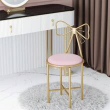 Silla de tocador rosa: el mejor regalo para niñas, taburete de tocador, silla de tocador de terciopelo con respaldo alto con bonito lazo, cómoda silla de maquillaje para habitación de niñas, tienda de ropa, vestidor, tienda de belleza - Rosa - Ver 3