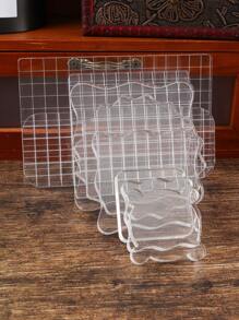 1PC Transparent Simple Acrylic Sheet With Grid Lines Silicone Stamp With Tools 0.39inch Thick, 9 Specifications To Choose From, Suitable For Scrapbook Craft Card Making, DIY Album Card Decoration Back To School - Clear - View 3