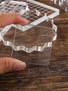 1PC Transparent Simple Acrylic Sheet With Grid Lines Silicone Stamp With Tools 0.39inch Thick, 9 Specifications To Choose From, Suitable For Scrapbook Craft Card Making, DIY Album Card Decoration Back To School - Clear - View 11