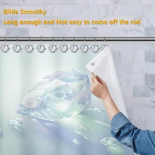12 Pcs Curtain Hooks Shower Curtain Hooks Stainless Steel Material Acrylic Decorative Metal Curtain Buckle Waterproof And Rust-Proof With Sliding Balls Easy To Slide Durable Classic Light Luxury Suitable For Bedroom, Living Room, Bathroom, Kitchen, Window Supplies And Accessories,Christmas Gift! - Multicolor - View 5