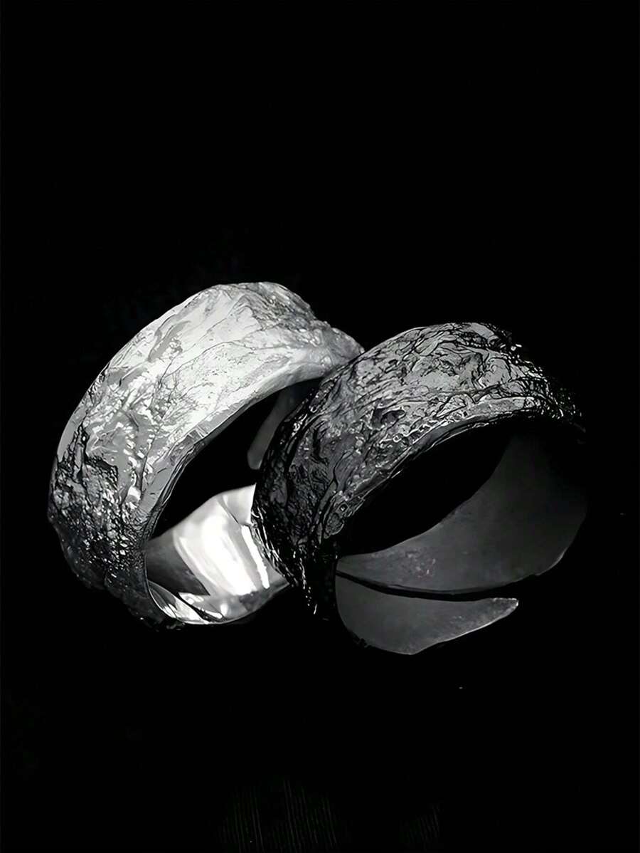 New Simple Fashion Personalized Retro Fault Ring Men And Women Creative Niche Street Party Dark Wind Hammer Ring Accessories