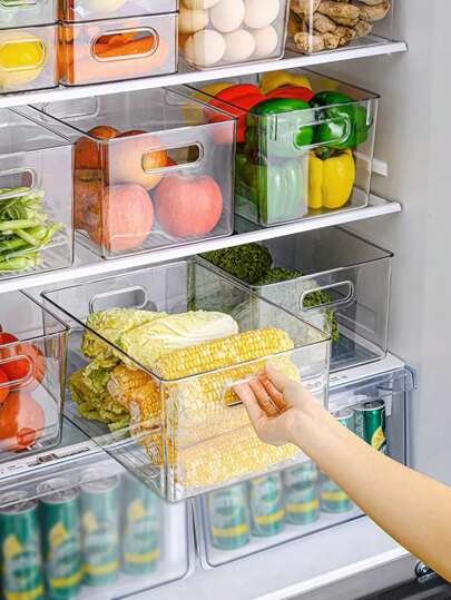 1pc Kitchen Transparent Refrigerator Storage Box, Multi-functional Drawer-type Storage Box With Clear Separation, Food Preservation Container