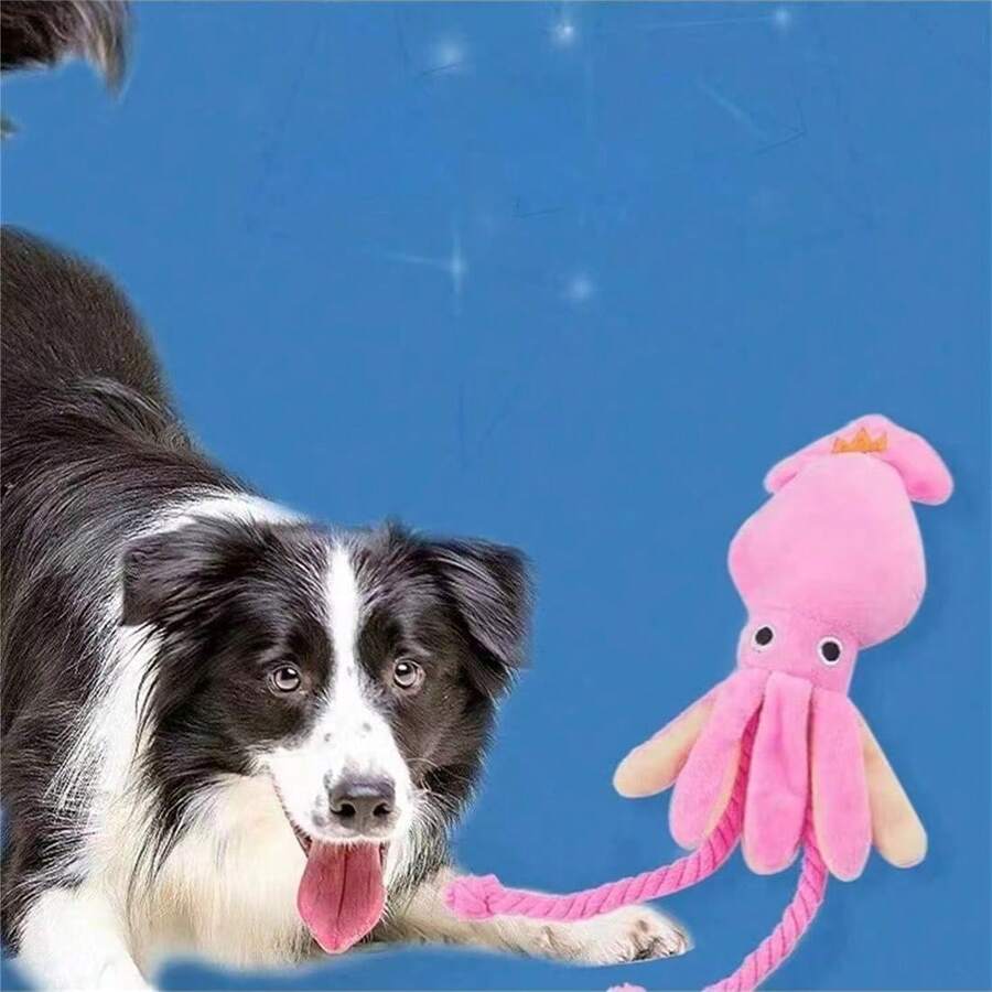 1入組章魚狗玩具，發出聲音的毛絨寵物玩具耐用咬咬玩具