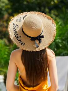 Women Straw Sun Hat Packable Roll Brim Summer UV Beach Sunhat UPF SPF 50 Packable Adjustable - A - View 9