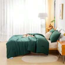 Super Soft Lightweight Comforter Bedding Sets ( 1 Comforter & 2 Pillowshams ) , Quilt Bed Blanket Boho Style Gifts, Luxury Fluffy Comfy Cozy Washed PolyCotton Skin-Friendly Bedding Conforter Set For All Season Use,Twin / TWIN XL FULL QUEEN KING CAL KING Size - 翡翠綠 - 查看 3
