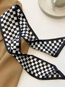 4pcs/Set Elegant Black And White Silk Scarves & Floral Pattern Hairbands,  Multi-Use For Daily Life And Vacation