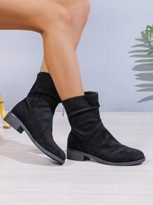 Women New Flat Mid-Calf Retro Round Toe Casual Comfortable Versatile Mid-Calf Boots