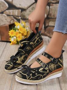 Plus Size (36-43) New Arrival Sporty Casual Running Shoes For Men & Women, Wedge Heel, Thick Sole, Round Toe, Lightweight & Comfortable For Long-Term Wearing - Black - View 2