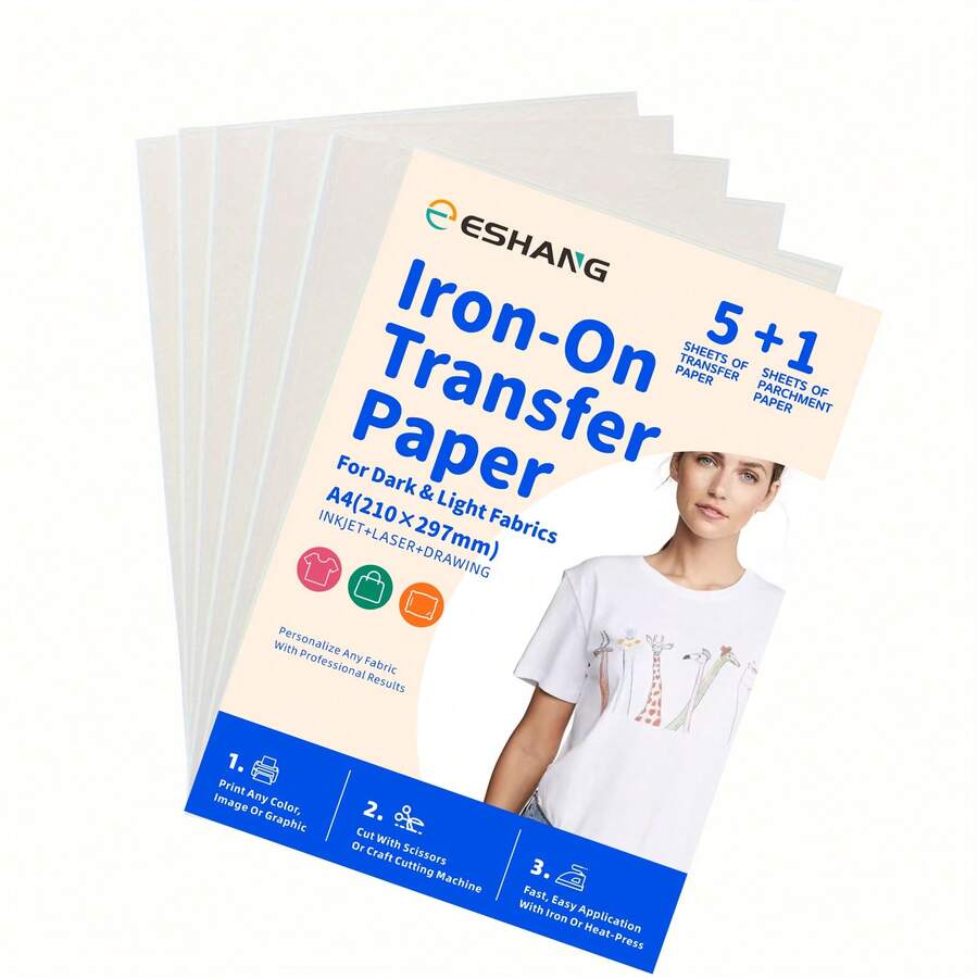 5 Sheets A4 Heat Transfer Paper For Dark & Light T Shirts 8.3x11.7