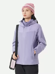 TECTOP 女裝連帽雨衣，與羽絨外套合一保暖防水，適用於冬季雪地和高山防風 - 紫色 - 查看 3