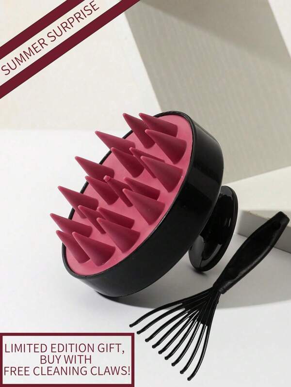 Shampoo Massage Brush Bath Comb With Handle, 1pc Scalp Care Hair Brush With Long & Flexible Silicone Comb Teeth, Wet/Dry Shampoo Massage Hair Brush, Circular Shampoo Brush, Dandruff Removal Hair Brush/ Hair Comb For All Hair Types For Men Women, Girls' Gift, Hair Brush Cleansing Tool Comb Cleaning Brush Combs Remover Easy To Carry Portable Removers, Comb Hair Brush Cleaner Plastic Handle Cleaning Brush