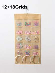 Porte-accessoires pour cheveux, organisateur mural pour épingles à cheveux, bandeaux, élastiques, serre-têtes, pinces à cheveux, ornements pour cheveux, sac suspendu pour pinces à cheveux, organisateur de maquillage - Beige - Voir 13