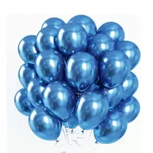 50/20/100 piezas de globos metalizados de 5 pulgadas en colores mezclados de oro, plateado, azul y morado para la decoración de fiestas de bodas y cumpleaños - Azul - Ver 1